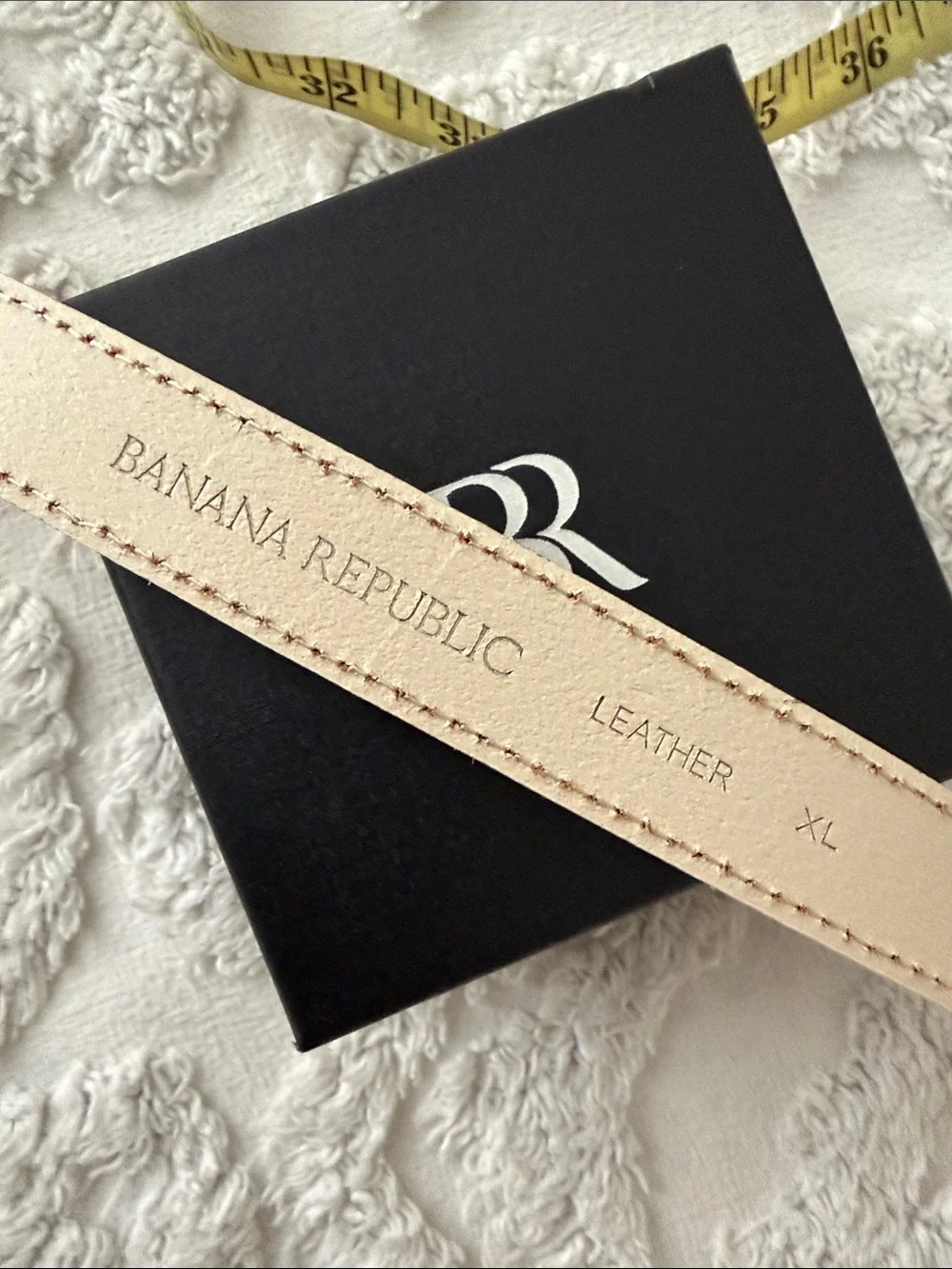 Banana Republic Suede Ivory Trouser Belt with Silver Buckle